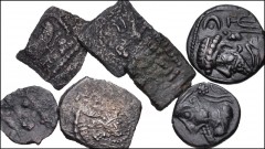 CENTRAL ASIAN. Miscellaneous. Lot of Seven (7) Æ denominations. Includes: Various Hunic and related issues from the Kashmir-Smast region (5 coins) // KINGS of ELYMAIS. Uncertain early Arsakid kings. L