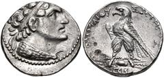 PTOLEMAIC KINGS of EGYPT. Ptolemy V Epiphanes. 204-180 BC. AR Tetradrachm (26mm, 14.29 g, 12h). Uncertain mint in Cyprus(?). Dated year 82 (181/0 BC). Diademed head of Ptolemy I right, wearing aegis /