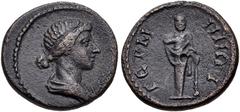 LYDIA, Germe. Pseudo-autonomous issue. Time of Augustus (?), 27 BC-AD 14. Æ (19mm, 4.06 g, 7h). Draped female bust right / Draped herm of Heracles facing, holding club. RPC I, p. 404; cf. SNG von Aulo