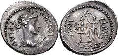 The Republicans. Brutus. Early summer 42 BC. AR Denarius (20mm, 3.64 g, 12h). Military mint traveling with Brutus in Lycia. Draped bust of Apollo right; lyre to right; C•FLAV• HEMI[C•] LEG•PRO•PR arou
