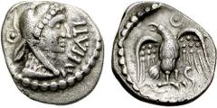 CELTIC, Britain. Catuvellauni & Trinovantes. Epaticcus. 35-43 AD. AR Unit (1.28 gm). Estimate $200 CELTIC, Britain. Catuvellauni & Trinovantes. Epaticcus. 35-43 AD. AR Unit (1.28 gm). Head of Hercules