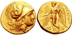 KINGS of MACEDON. Alexander III. 336-323 BC. AV Stater (8.57 gm). Colophon mint. Struck under Antigonos I Monophthalmos, circa 319-310 BC. Estimate $1500 KINGS of MACEDON. Alexander III. 336-323 BC. A