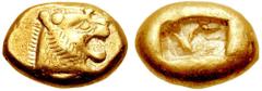 KINGS of LYDIA. Uncertain King. Circa early 6th century BC. EL Third Stater - Trite (4.71 gm). Estimate $750 KINGS of LYDIA. Uncertain King. Circa early 6th century BC. EL Third Stater - Trite (4.71 g