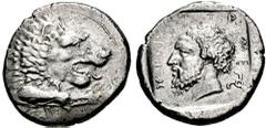 DYNASTS of LYCIA. Mithrapata. Circa 380-375 BC. AR Stater (9.79 gm). Estimate $750 DYNASTS of LYCIA. Mithrapata. Circa 380-375 BC. AR Stater (9.79 gm). Forepart of roaring lion right / Head of Mithrap
