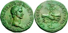 NERVA. 96-98 AD. Æ Sestertius (27.22 gm). Struck 96 AD. Bidding Closed Estimate $4000 NERVA. 96-98 AD. Æ Sestertius (27.22 gm). Struck 96 AD. Laureate head right / Clasped hands holding legionary eagl