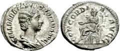 ORBIANA, wife of Severus Alexander. Augusta, 225-227 AD. AR Denarius (2.97 gm). Struck 225 AD. Estimate $400 ORBIANA, wife of Severus Alexander. Augusta, 225-227 AD. AR Denarius (2.97 gm). Struck 225 