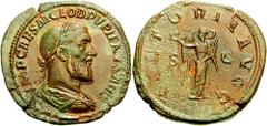 PUPIENUS. 238 AD. Æ Sestertius (21.37 gm). Estimate $1000 PUPIENUS. 238 AD. Æ Sestertius (21.37 gm). Laureate, draped, and cuirassed bust right, seen from behind / Victory standing facing, head left, 