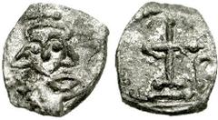 CONSTANTINE IV, Pogonatus. 668-685 AD. AR 1/8 Siliqua - 30 Nummi (0.40 gm). Rome mint. Struck under Pope St. Agatho (678-681 AD)? Bidding Closed Estimate $2500 CONSTANTINE IV, Pogonatus. 668-685 AD. A