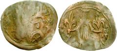 ANDRONICUS II, Palaeologus. 1282-1328. Æ Trachy (1.33 gm). Thessalonica mint. Estimate $150 ANDRONICUS II, Palaeologus. 1282-1328. Æ Trachy (1.33 gm). Thessalonica mint. Facing bust of St. Demetrius /