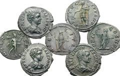 Collection of 36 Roman silver denarii of Geta. AD 197-211. AR Denarii. Includes the following: 36 Roman AR denarii of Geta (different mints). Thirty-six (36) coins in lot. Coins Fine to EF, toned. Pho