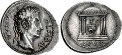Augustus. 27 BC-AD 14. AR Denarius (22mm, 3.81 g, 6h). Uncertain Spanish mint (Colonia Patricia?). Struck circa 18 BC. CAESARI AVGVSTO, laureate head right / S • P • Q • R • in exergue, Temple of Mars