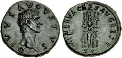 Divus Augustus. Died AD 14. Æ As (29mm, 11.13 g, 5h). Restitution issue. Rome mint. Struck under Nerva, AD 98. DIVVS AVGVSTVS, bare head right / IMP NERVΛ CAES AVG REST, S C in exergue, winged thunder