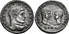 Constantine I, with Crispus and Constantine II Caesars. AD 307/310-337. AR Heavy Miliarense (21mm, 4.75 g, 12h). Sirmium mint. Struck AD 320. CONSTANTINVS MAX AVG, bare head of Constantine I right / C