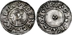 DENMARK. Svend I Tveskæg (Forkbeard). Circa 986-1014. AR Penny (20mm, 1.51 g, 12h). Imitation of Æthelred II Crux/Small Cross type. Lund (?) mint. From dies of the moneyer Arnketill taken from the Yor