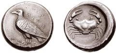 SICILY, Akragas. Circa 495-482 BC. AR Didrachm (8.81 gm, 2h). Estimate $2000 SICILY, Akragas. Circa 495-482 BC. AR Didrachm (8.81 gm, 2h). AKRA, eagle standing left / Crab. Jenkins, Gela, Group III; S