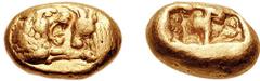 KINGS of LYDIA. Time of Kroisos. Circa 561-546 BC. AV Stater (10.68 gm). Sardes mint. Heavy series. Estimate $5000 KINGS of LYDIA. Time of Kroisos. Circa 561-546 BC. AV Stater (10.68 gm). Sardes mint.