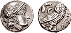 KINGS of BAKTRIA. Sophytes. Circa 305-294 BC. AR Didrachm (8.01 gm, 7h). Local standard. Imitating Athenian types. Estimate $750  KINGS of BAKTRIA. Sophytes. Circa 305-294 BC. AR Didrachm (8.01 gm, 7h