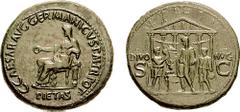 GAIUS (CALIGULA). 37-41 AD. Æ "Medallic" Sestertius (30.30 gm, 7h). Rome mint. Struck 37-38 AD. Estimate $7500 GAIUS (CALIGULA). 37-41 AD. Æ "Medallic" Sestertius (30.30 gm, 7h). Rome mint. Struck 37-