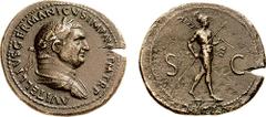 VITELLIUS. 69 AD. Æ Sestertius (26.00 gm, 6h). Rome mint. Struck April-December 69 AD. Estimate $5000 VITELLIUS. 69 AD. Æ Sestertius (26.00 gm, 6h). Rome mint. Struck April-December 69 AD. A VITELLIVS