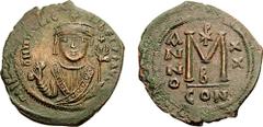 MAURICE TIBERIUS. 582-602 AD. Æ Follis (12.89 gm, 7h). Constantinople mint. Dated RY 20 (601/2 AD). Estimate $200 MAURICE TIBERIUS. 582-602 AD. Æ Follis (12.89 gm, 7h). Constantinople mint. Dated RY 2