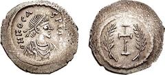 PHOCAS. 602-610 AD. AR Siliqua (2.12 gm, 7h). Constantinople mint. Estimate $500 PHOCAS. 602-610 AD. AR Siliqua (2.12 gm, 7h). Constantinople mint. ON FOCAS PP AVG, diademed, draped, and cuirassed bus