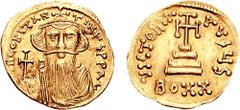CONSTANS II. 641-668 AD. AV Light-Weight Solidus of 20 Siliqua (3.74 gm, 6h). Constantinople mint. Struck 651-654 AD. Estimate $2000  CONSTANS II. 641-668 AD. AV Light-Weight Solidus of 20 Siliqua (3.