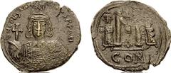CONSTANTINE IV, Pogonatus, with Heraclius and Tiberius. 668-685 AD. Æ Follis (19.56 gm, 6h). Constantinople mint. Struck 668-673 AD. Estimate $1000  CONSTANTINE IV, Pogonatus, with Heraclius and Tiber