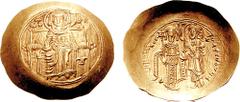 ANDRONICUS I, Comnenus. 1183-1185. AV Hyperpyron (4.49 gm, 6h). Constantinople mint. Estimate $500  ANDRONICUS I, Comnenus. 1183-1185. AV Hyperpyron (4.49 gm, 6h). Constantinople mint. MHP QV across f