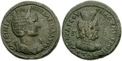 CILICIA, Anazarbus. Tranquillina, wife of Gordian III. Augusta, 241-244 AD. Æ 31mm (20.62 gm). Dated year 261 (242/243 AD). Diademed and draped bust right, crescent at shoulders / Bust of Serapis righ