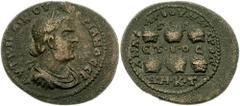 CILICIA, Anazarbus. Valerian I. 253-260 AD. Æ 32mm (13.10 gm). Dated year 272 (253/4 AD). Laureate, draped, and cuirassed bust right / Six prize crowns. SNG Levante 1520=Zeigler 834.1 (Vs 1 / Rs 4 - t