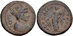 LYDIA, Hierocaesarea. Pseudo-autonomous issue. Early to mid 3rd century AD. Æ (23mm, 6.19 g, 6h). Draped bust of Tyche right, wearing mural crown / Tyche Soterios (Fortuna Redux) standing left. LS –; 