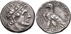 PTOLEMAIC KINGS of EGYPT. Ptolemy VI Philometor. Second sole reign, 163-145 BC. AR Didrachm (21mm, 6.78 g, 1h). Uncertain mint in Cyprus. Dated year 107 of an uncertain era (156/5 BC). Diademed head o