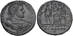 MYSIA, Pergamum. Caracalla. AD 198-217. Æ Medallion (42mm, 43.13 g, 6h). Julius Anthemus, strategos. Struck AD 214. AVTKPAT K MA–PKOC AVP ANTΩNЄINOC, laureate bust of Caracalla right, wearing cuirass 