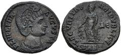Helena. Augusta, AD 324-328/30. Æ Follis (18.5mm, 3.09 g, 12h). Antioch mint, 9th officina. Struck AD 327-329. Diademed and draped bust right / Securitas standing left holding olive branch and raising