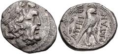 EPEIROS, Federal coinage (Epirote Republic). Circa 234/3-168 BC. AR Drachm (19mm, 4.37 g, 5h). Laureate head of Zeus right; [monogram below] / Eagle standing right on thunderbolt; all within wreath wi