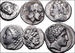 THESSALY. Lot of six (6) silver coins. Includes: LAMIA. AR Hemidrachm // PHALANNA. AR Drachm // PHARSALOS. AR Hemidrachm // PHERAI. AR Hemidrachm // SKOTOUSSA. AR Hemidrachm // THESSALIAN LEAGUE. AR H