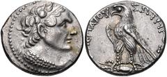 PTOLEMAIC KINGS of EGYPT. Ptolemy V Epiphanes. 204-180 BC. AR Tetradrachm (26mm, 14.36 g, 1h). Uncertain mint on Cyprus(?). Dated year 81 (182/1 BC). Diademed head of Ptolemy I right, wearing aegis ar