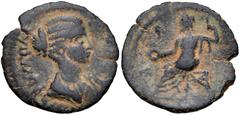LACONIA, Las. Plautilla. Augusta, AD 202-205. Æ Assarion (21mm, 3.21 g, 11h). Draped bust right / Jupiter seated left on chair, holding scepter and phiale. BCD Peloponnesos 994.1 (same obv. die). Near