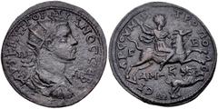 CILICIA, Tarsus. Gordian III. AD 238-244. Æ (39mm, 26.60 g, 6h). Radiate, draped, and cuirassed bust right / Radiate figure of Gordian on horseback right, spearing lion below. SNG Levante 1133 (this c