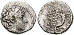 SELEUKID KINGS of SYRIA. Demetrios II Nikator. First reign, 146/5-139 BC. AR Drachm (16mm, 3.85 gm, 1h). Uncertain mint in Northern Syria (Syria Seleukis). Dated SE 172 (141/0 BC). Diademed head right