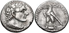 PTOLEMAIC KINGS of EGYPT. Ptolemy V Epiphanes. 204-180 BC. AR Tetradrachm (26mm, 13.99 g, 1h). Uncertain mint in Cyprus(?). Dated year 79 (184/3 BC). Diademed head of Ptolemy I right, wearing aegis / 