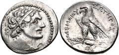 PTOLEMAIC KINGS of EGYPT. Ptolemy V Epiphanes. 204-180 BC. AR Tetradrachm (28.5mm, 14.31 g, 12h). Uncertain mint in Cyprus(?). Dated year 82 (181/0 BC). Diademed head of Ptolemy I right, wearing aegis