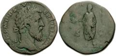 DIDIUS JULIANUS. 193 AD. Æ Sestertius (29mm, 19.48 gm). Laureate head right / Didius Julianus standing left, holding mappa and role. RIC IV 16; Woodward, Julianus, pg. 79 (dies 13/F; an unlisted die c