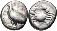 Greek SICILY, Akragas. Circa 510-500 BC. AR Didrachm (18mm, 8.25 g, 5h). Sea eagle standing left / Crab. Jenkins, Gela, Group Ia, 2; HGC 2, 87. Fine, compact flan, some porosity and cleaning marks. Fr