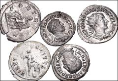 Large Lots ROMAN. Imperial. Lot of fifteen (15) silver issues. Includes: AR Denarii of Septimius Severus (4 coins) // Julia Domna (1 coin) // Elagabalus (1 coin) // Severus Alexander (1 coin) // Maxim