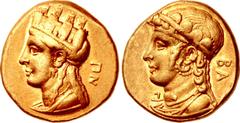 Greek CYPRUS, Salamis. Pnytagoras. Circa 351/0-332/1 BC. AV Stater (17mm, 8.25 g, 12h). Draped bust of Aphrodite left, hair rolled above forehead and falling in long wavy strands to front and back of 