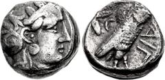 Greek PERSIA, Alexandrine Empire. temp. Mazakes – Bleitor. Satraps of Mesopotamia, circa 331-316 BC. AR Tetradrachm (19.5mm, 16.82 g, 9h). Imitating Athens. Helmeted head of Athena right, with profile