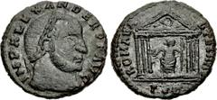Roman Imperial Alexander of Carthage. Usurper, AD 308-310. Æ Follis (20mm, 3.82 g, 1h). Carthago (Carthage) mint. IMP ALEXANDER P F AVG, laureate head right / ROMAE A ETERNAE, Roma seated left in hexa