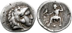 SELEUKID KINGS of SYRIA. Seleukos I Nikator. 312-281 BC. AR Drachm (18mm, 4.06 gm, 6h). Ekbatana mint. Struck circa 295-281 BC. Head of Herakles right wearing lion's skin headdress / Zeus seated left,