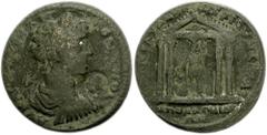 LYDIA, Apollonis. Caracalla. 198-217 AD. Æ 34mm (16.89 gm). Demetrios, magistrate. Laureate, draped and cuirassed bust right, viewed from the back; c/m: laureate bust right within circular incuse / EΠ